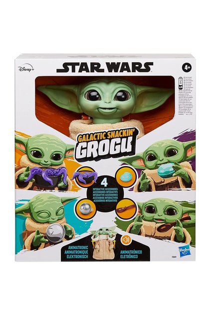 Figurina interactiva Star Wars - Baby Yoda, Galactic Snackin’ Grogu, 23,5 cm