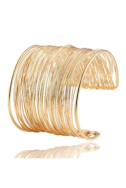 Elegant Multi-Layer Wire Cuff Bracelet Gold Colour Tone Alloy