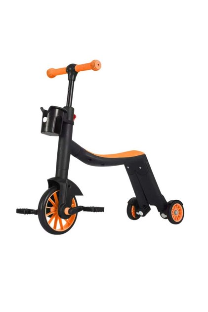 3 In 1 Convertible Tricycle Balance Bike Kick Scooter For Kids Orange