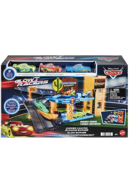 Set de joaca Disney Cars Glow Racers - Copper Canyon Garaj stralucitor