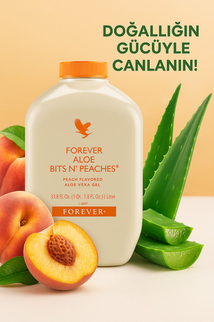 Forever Living Forever Aloe Bits N' Peaches | 1 Litre | eftali Aromal Aloe  Vera Jel | Sv Takviye Edici Gda - Fiyat, Yorumlar