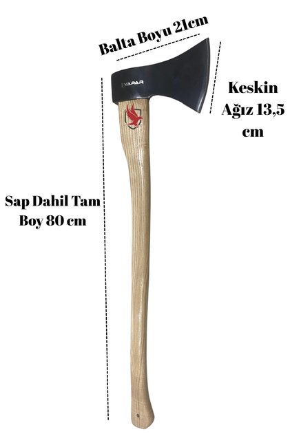 Ahşap Saplı Dövme Çelik Kamp Baltası 1.600 Kg