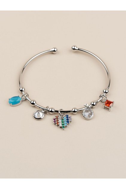Lunavera Colorful Heart Charm Handcuff Bracelet