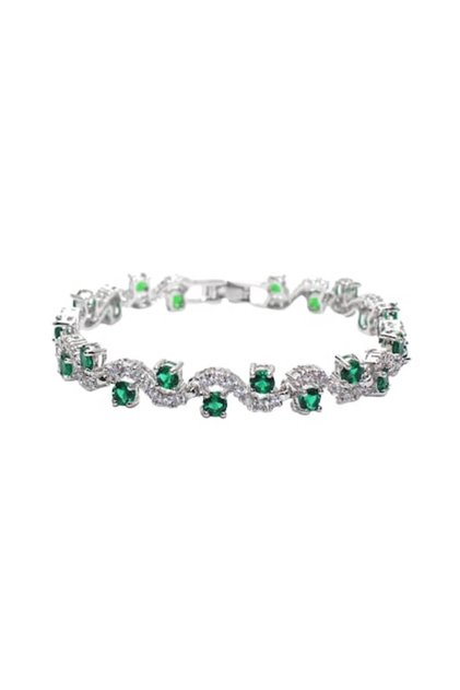 Bratara de dama cu pietre din zirconiu si cristale cu efect de Sapphire, placat cu argint, Tessero,
