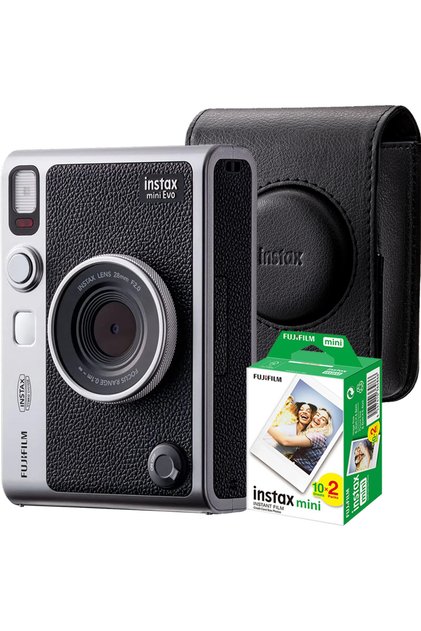 Φωτογραφική μηχανή Instax mini Evo, μαύρη, με θήκη και φιλμ 2x10