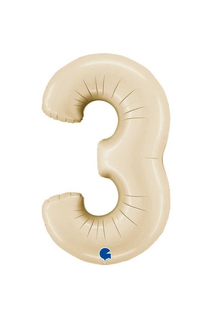 3 Numbers Satin Cream Foil Balloons 26"
