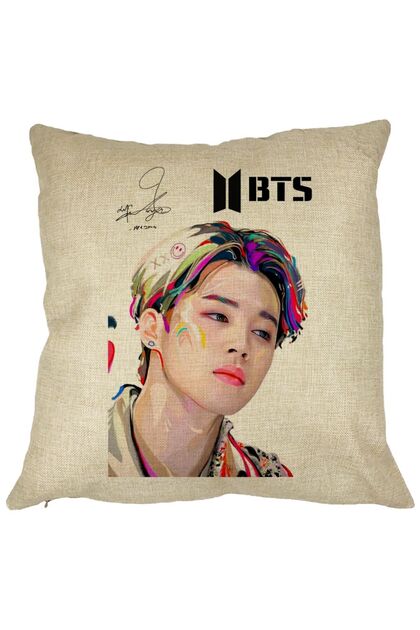 Perna Decorativa Jimin BTS, 40x40 cm, Husa Detasabila, Burduf