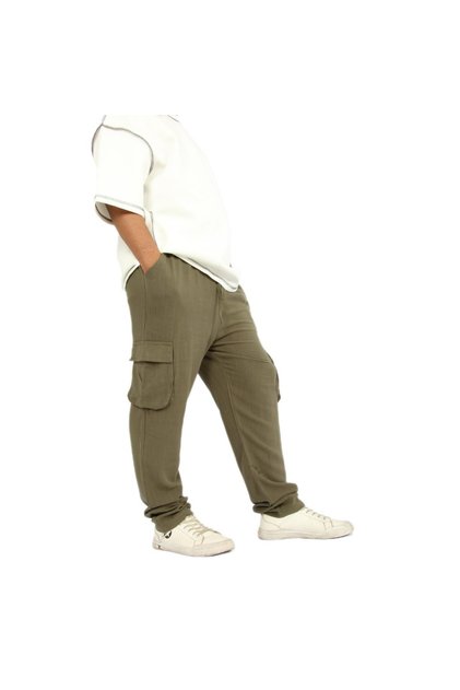Oversized linen pants with side pockets