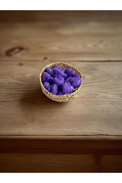 Mini Heart Decorative Scented Basket Purple Soap (20 Pieces 2*2 cm in the Basket)