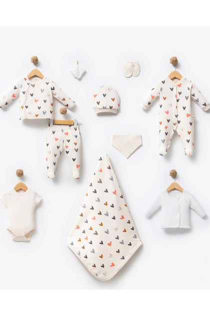 Heart Pattern 10-Piece Boxed Organic Hospital Discharge Set