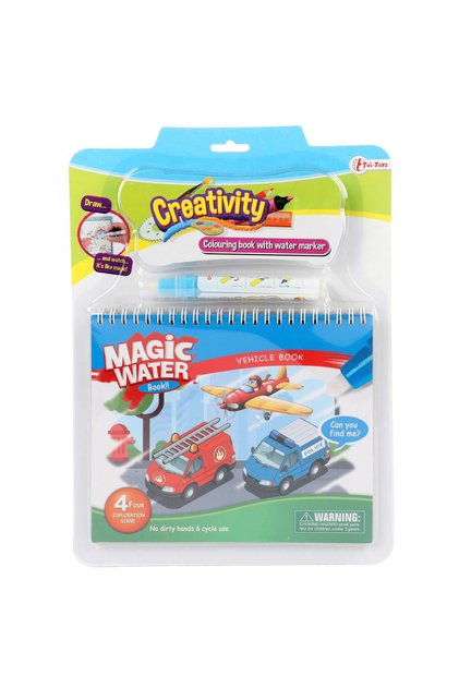 Carte de colorat cu marker cu apa "Magic Water Book – Transport"