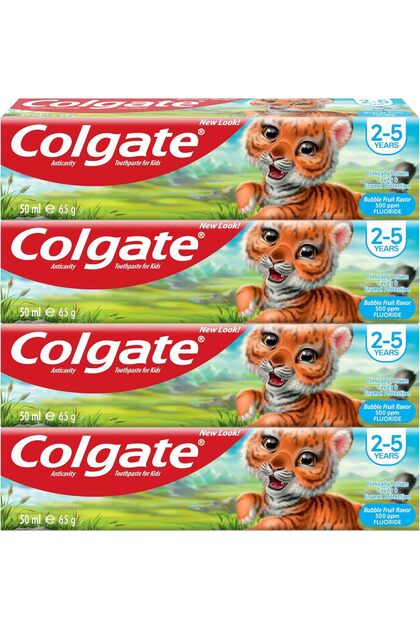Kids Toothpaste 2-5 Years Bubble Fruit, 50ml, 4 Pieces, Enamel Protection