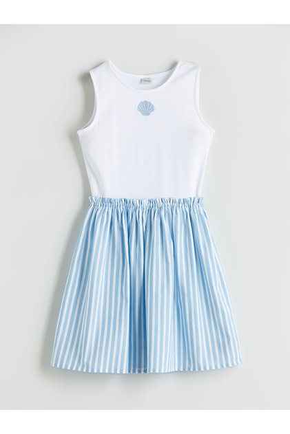 White Crew Neck Girl's Dress