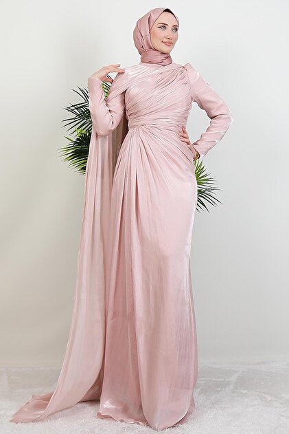 giz astore Burcu Tesettür Abiye Soft Pembe - Fiyatı, Yorumları