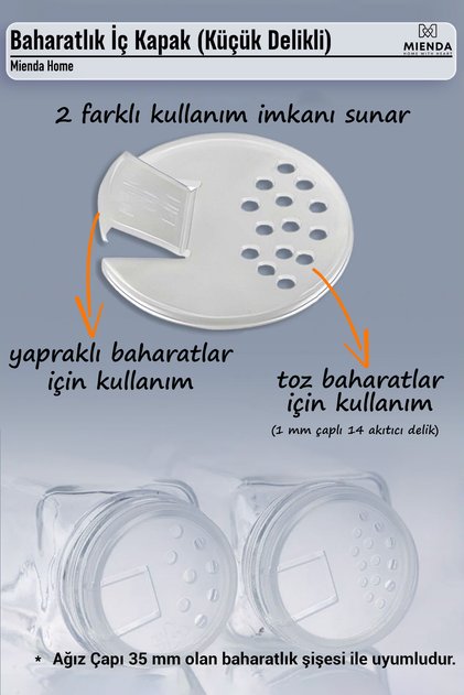 Mienda Home Baharatlık Iç Kapak, Akıtıcı Kapak (KÜÇÜK DELİKLİ)