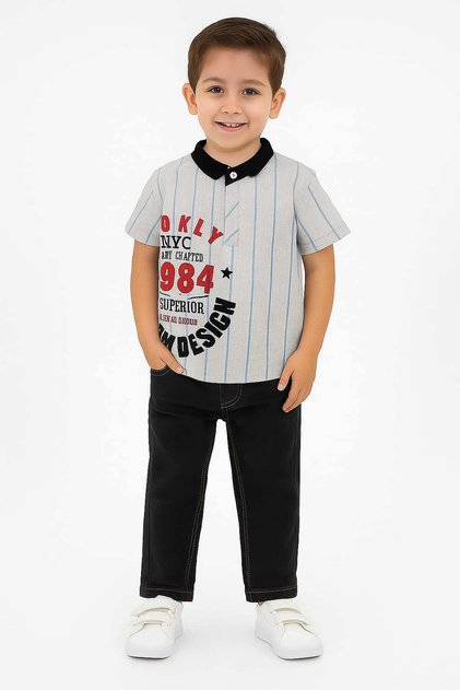 Brooklyn Striped Shirt-Pants Summer Set