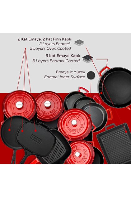 Lava Döküm 12x Trendy Serisi 17 Parça Tencere & Tava Seti - Fiyatı