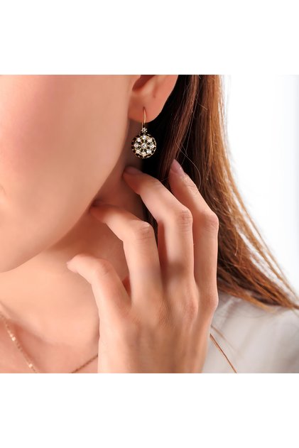 Classic Rose Copper Handmade with Crystal Stone, Blackening-Free Women's Earrings with Special Box