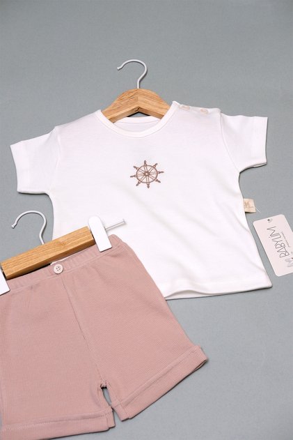 Rudder Embroidered Baby Boy Shorts Set