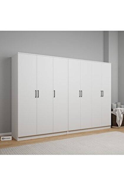 midoser Kardelen Serisi Mat Beyaz 8 Kapaklı 10 Raflı 280 Cm Elbise