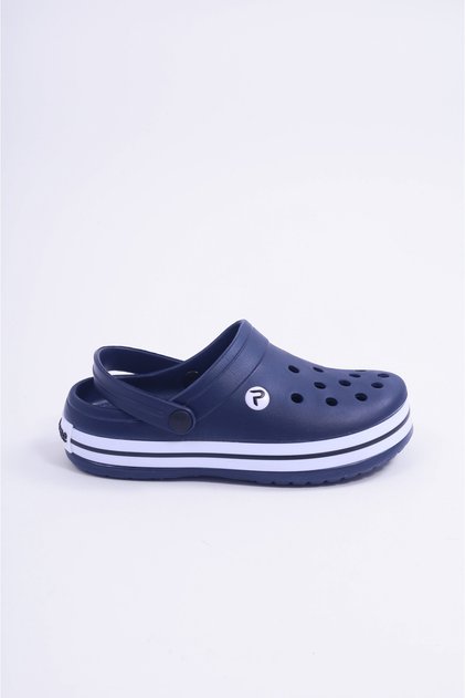 Navy Blue Unisex Tape Detailed Daily Comfortable Slippers