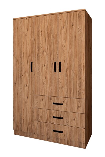 midoser Easy Atlantik Çam 3 Kapılı 3 Çekmeceli Çok Amaçlı Elbise