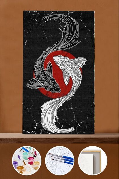 Sayılarla Boyama Seti Çerçeveli Kasnaklı Yin Yang Ruhları 40x50