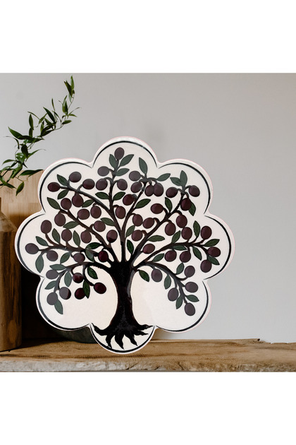 Ceramic Trivet, Olive Tree Decorated Ceramic Trivet, First Class Trivet, Decorative Ceramic Trivet