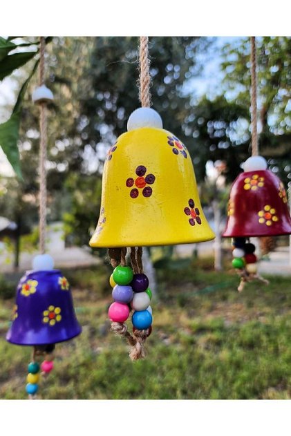 (3ADET) Rüzgar Çanı, Duvar Dekorasyon Ürünleri, Bahçe Balkon Süsü, Renkli Çiçek Motifli.