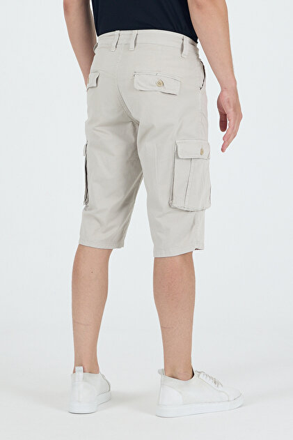 twentyfive25 Men's Cargo Pocket Knee Length Shorts Stone Color