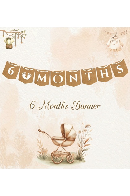 Half Birthday Party 6 Months Themed Kraft Banner