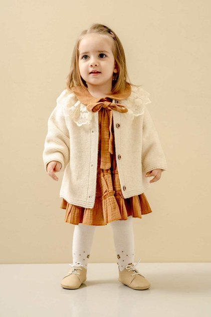 Baby Girl Cardigan Skirt Set with Pantyhose and Gift