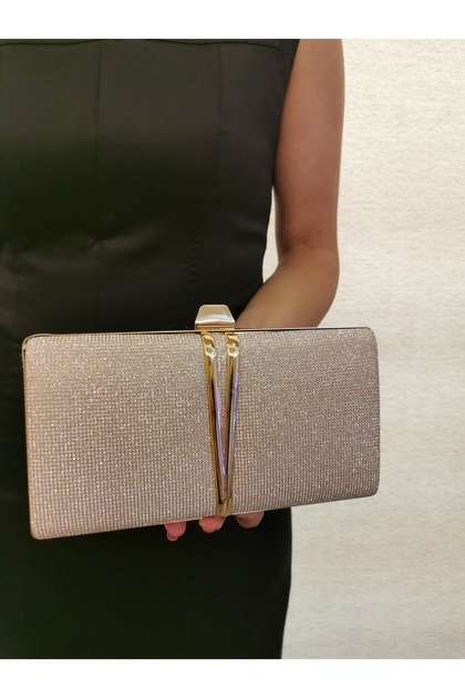 Women's Big Golden Evening Dress Clutch Night Chain Wedding Bag
