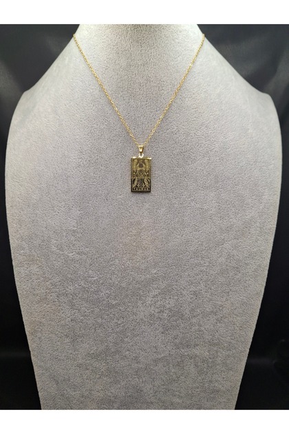 Gold Color Tarot Card Model Taurus Zodiac Steel Necklace