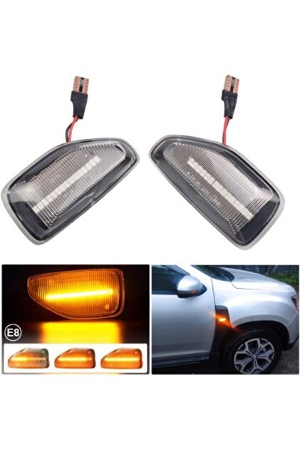 Set de 2 semnalizatoare dinamice LED pe aripi cu sticlă transparentă pentru Dacia Duster 2, Logan 2, Sandero 2