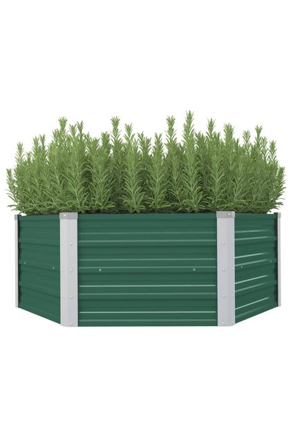 Raised Garden Bed 129x129x45 cm Galvanised Steel Green