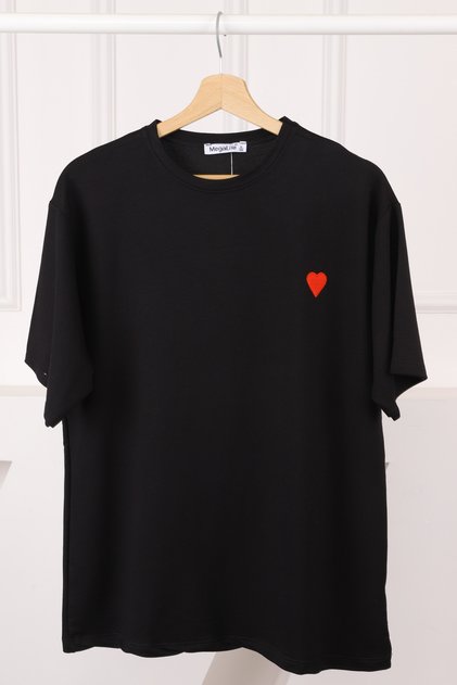 Black Embroidered Short Sleeve Modal T-Shirt