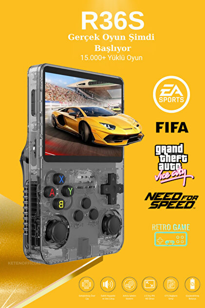 KETENOFFİCİAL R36S Retro Oyun Konsolu 15.000+ Konsol Oyunu Yeni