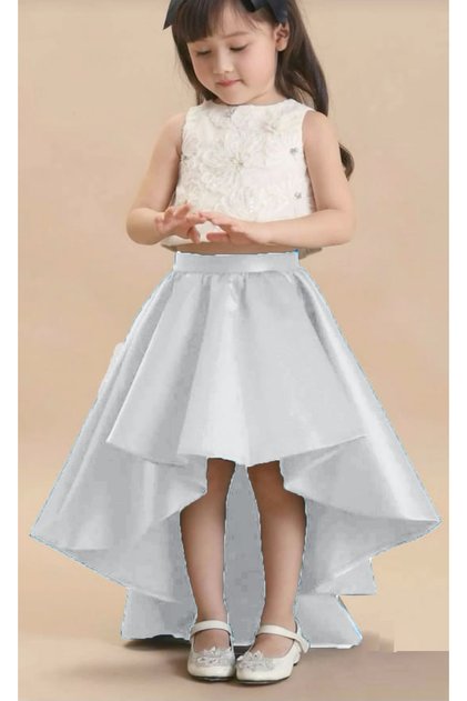 Girl's Asymmetrical Satin Skirt