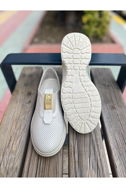 Mammamia D25Ya-7270 Günlük Krem Deri Comfort Kadın Ayakkabı