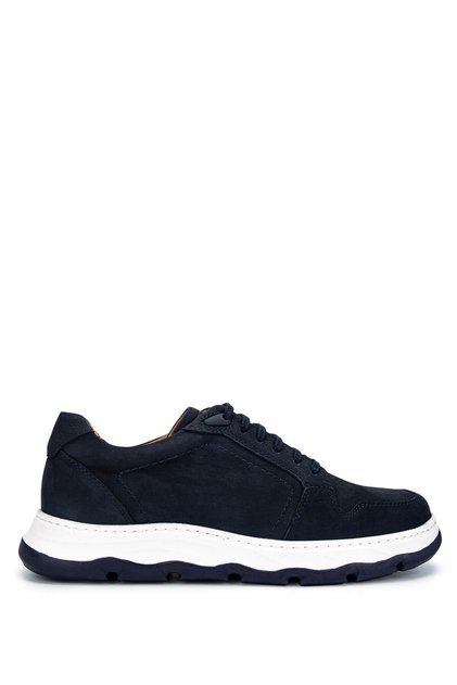 Men's Genuine Leather Navy Blue Nubuck Casual Shoes