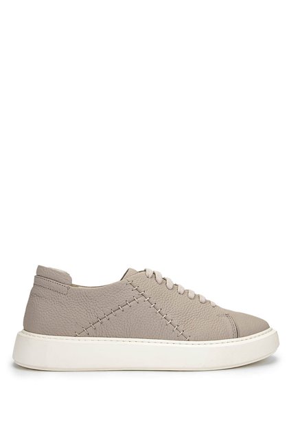 Men's Genuine Leather Beige Sneakers & Sports Shoes