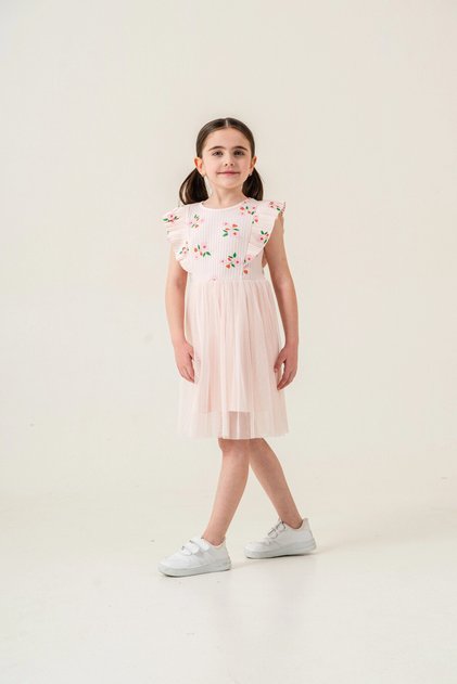 Flower Patterned Ruffle Girl Dress 009
