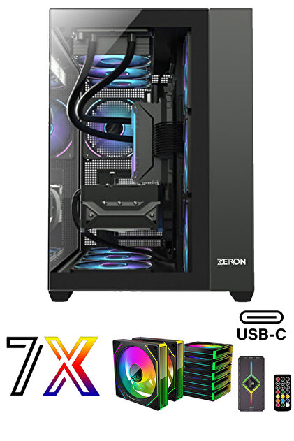Zeiron Mirage Tuş ve Kumandalı 7x120 mm Gerçek ARGB Fanlı (Psu Yok