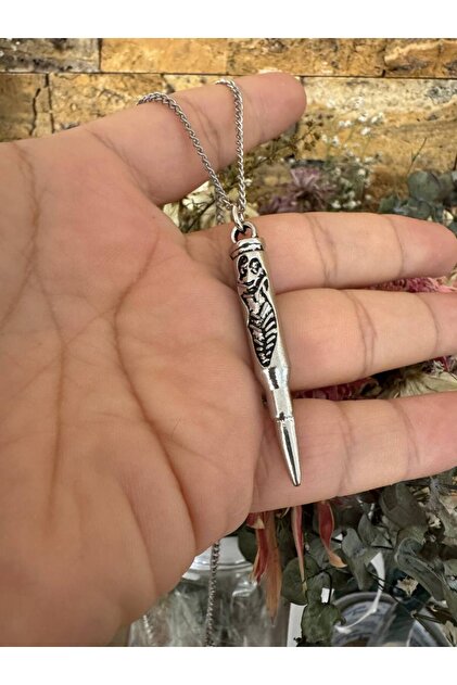 Kanas Kurşun (Mermi) Figürlü Kolye – Gümüş Renk Keskin Nişancı Temalı kadın erkek Metal