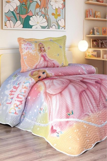 Perfinya Printed Quilted Single Bedspread Pink