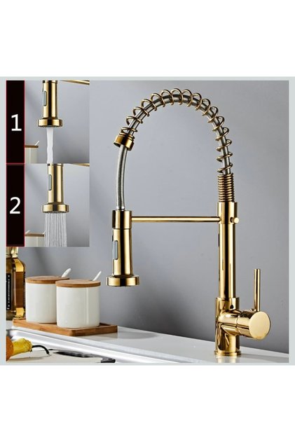 Kitchen Faucet Mixer Gold Spiral Tr. High Quality