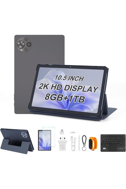C idea 10.5 inch Tablet, 8GB+1TB Tablet PC with Android 14, Dual SIM, 5G LTE 1200x2000 Incell Screen