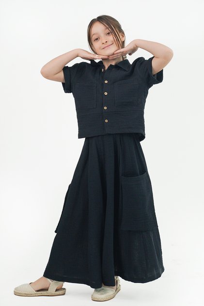 Girls' Cali Muslin Pants Skirt and Shirt Set