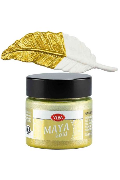 Vopsea acrilică metalică lucioasă Maya-Gold VIVA DECOR, 45ml Galben argintiu